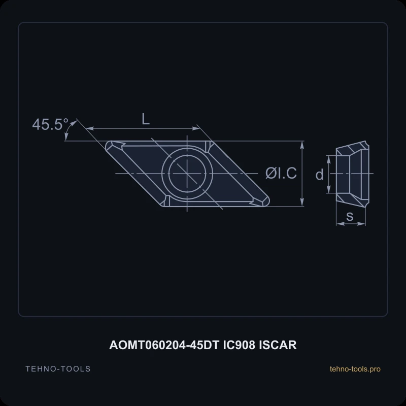 Пластина AOMT060204-45DT IC908 ISCAR