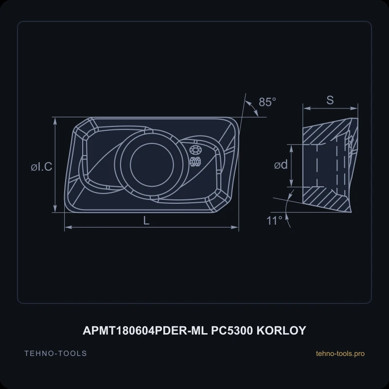 Пластина APMT180604PDER-ML PC5300 KORLOY