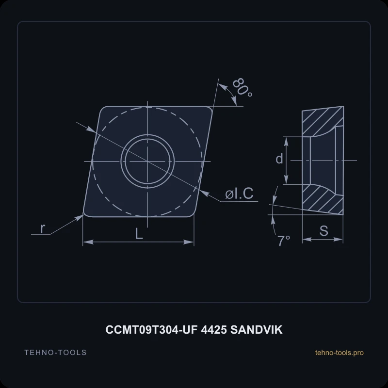Пластина CCMT09T304-UF 4425 SANDVIK