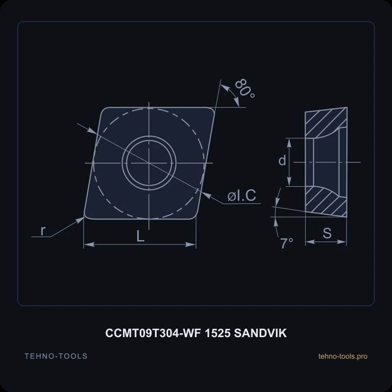 Пластина CCMT09T304-WF 1525 SANDVIK