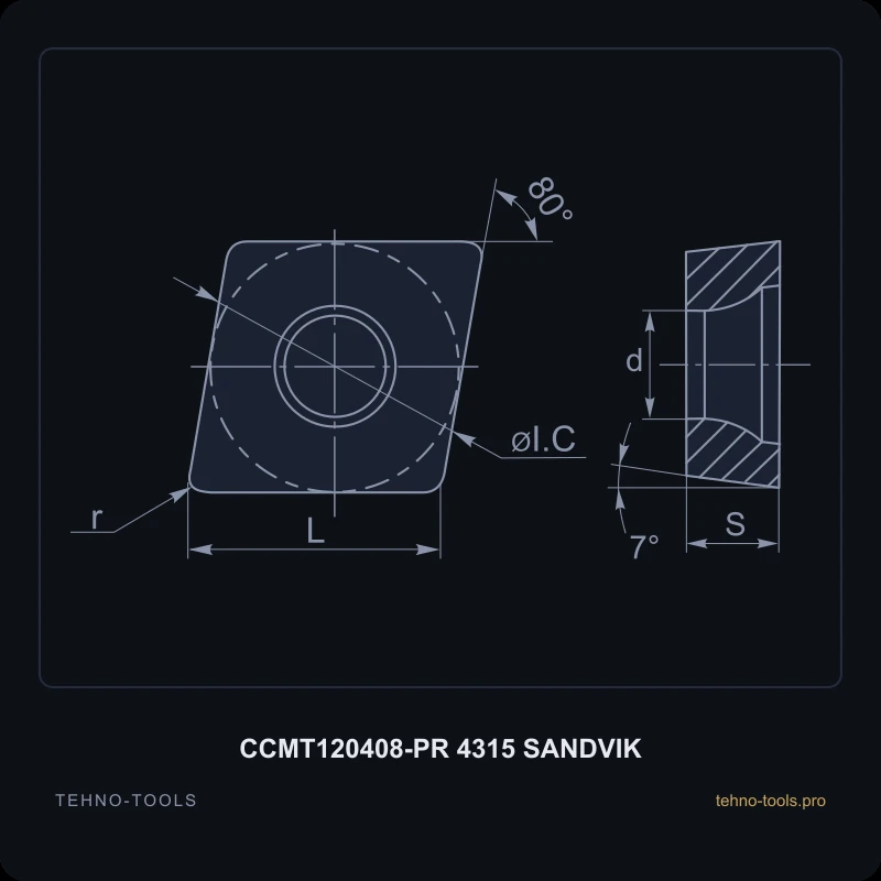 Пластина CCMT120408-PR 4315 SANDVIK