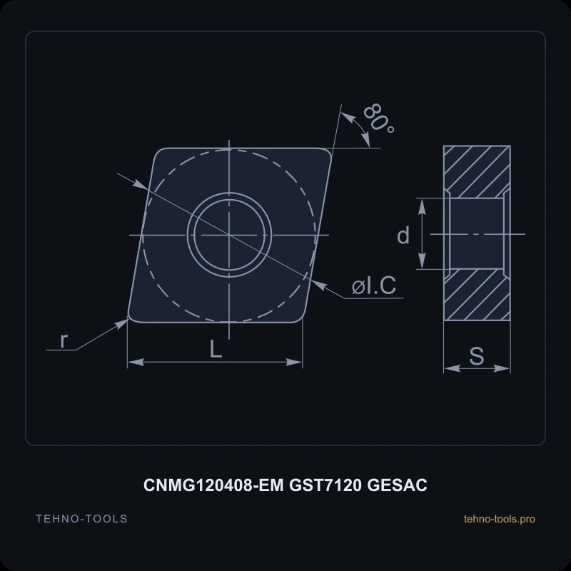 Пластина CNMG120408-EM GST7120 GESAC