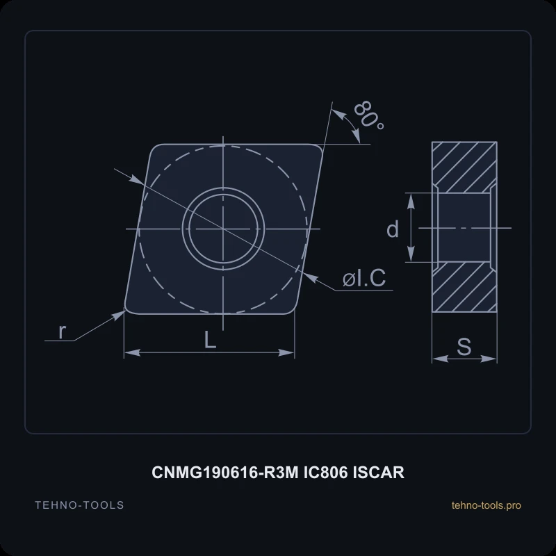 Пластина CNMG190616-R3M IC806 ISCAR