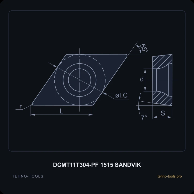 Пластина DCMT11T304-PF 1515 SANDVIK