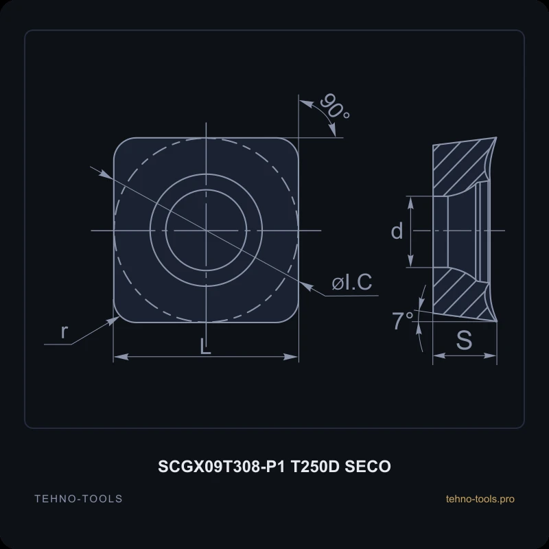 Пластина SCGX09T308-P1 T250D SECO