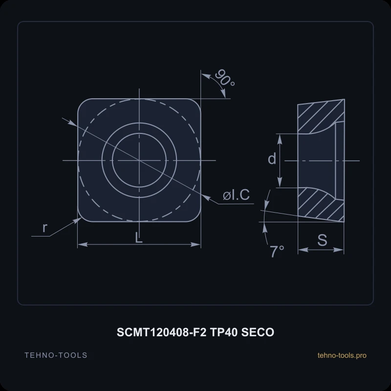 Пластина SCMT120408-F2 TP40 SECO