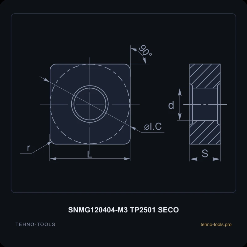 Пластина SNMG120404-M3 TP2501 SECO