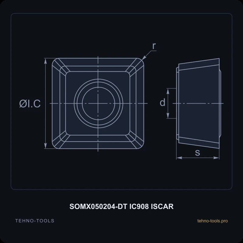 Пластина SOMX050204-DT IC908 ISCAR