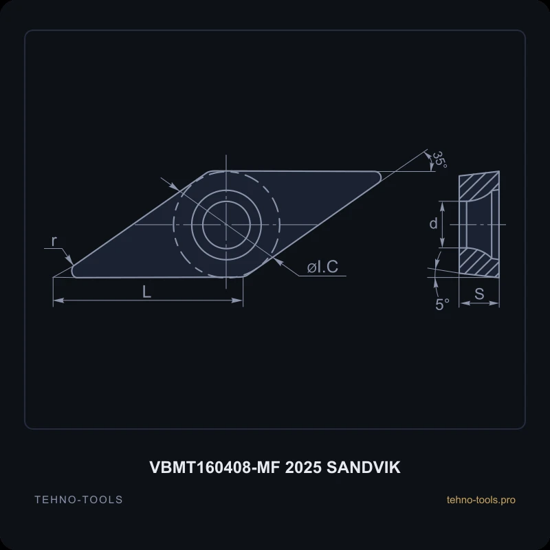 Пластина VBMT160408-MF 2025 SANDVIK