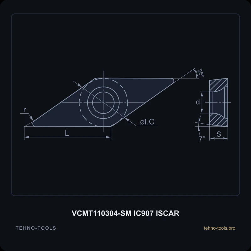 Пластина VCMT110304-SM IC907 ISCAR