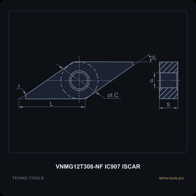 Пластина VNMG12T308-NF IC907 ISCAR