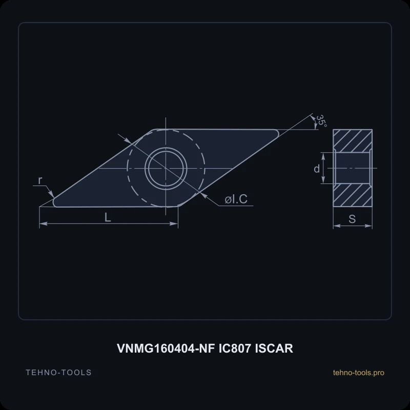Пластина VNMG160404-NF IC807 ISCAR