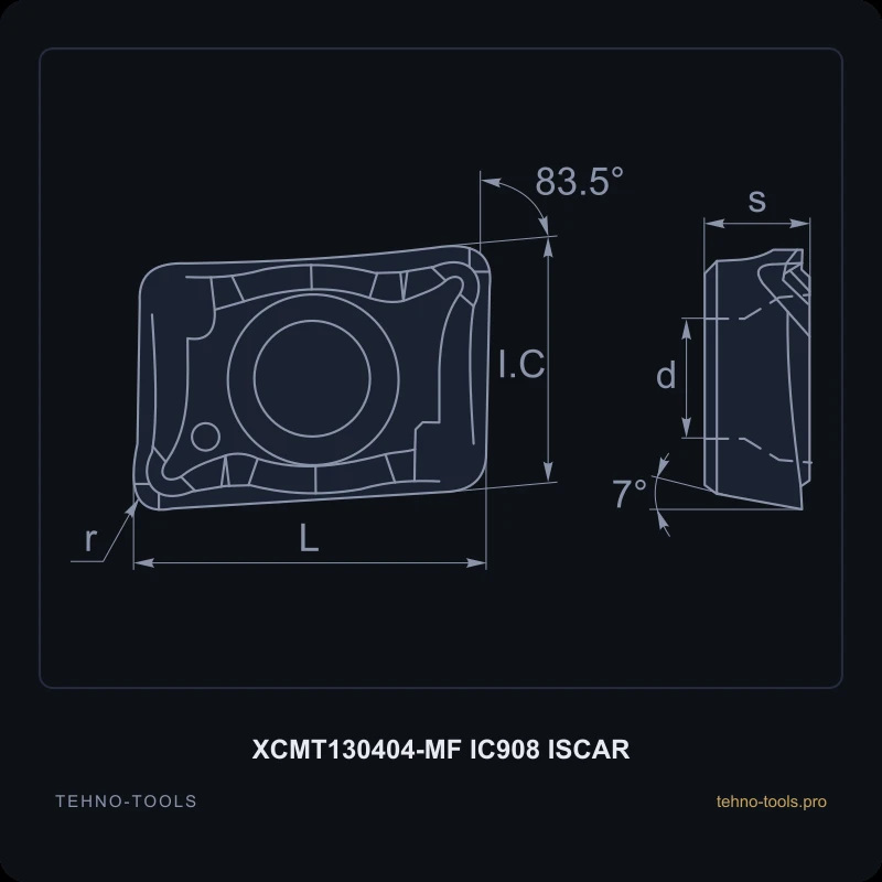 Пластина XCMT130404-MF IC908 ISCAR